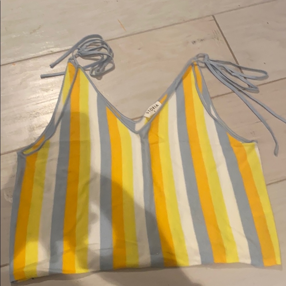 tie crop top striped size small